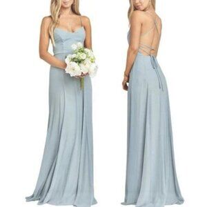 Show Me Your MuMu Godshaw Goddess Gown Dress Size XXL Silver Sage Crisp Chiffon